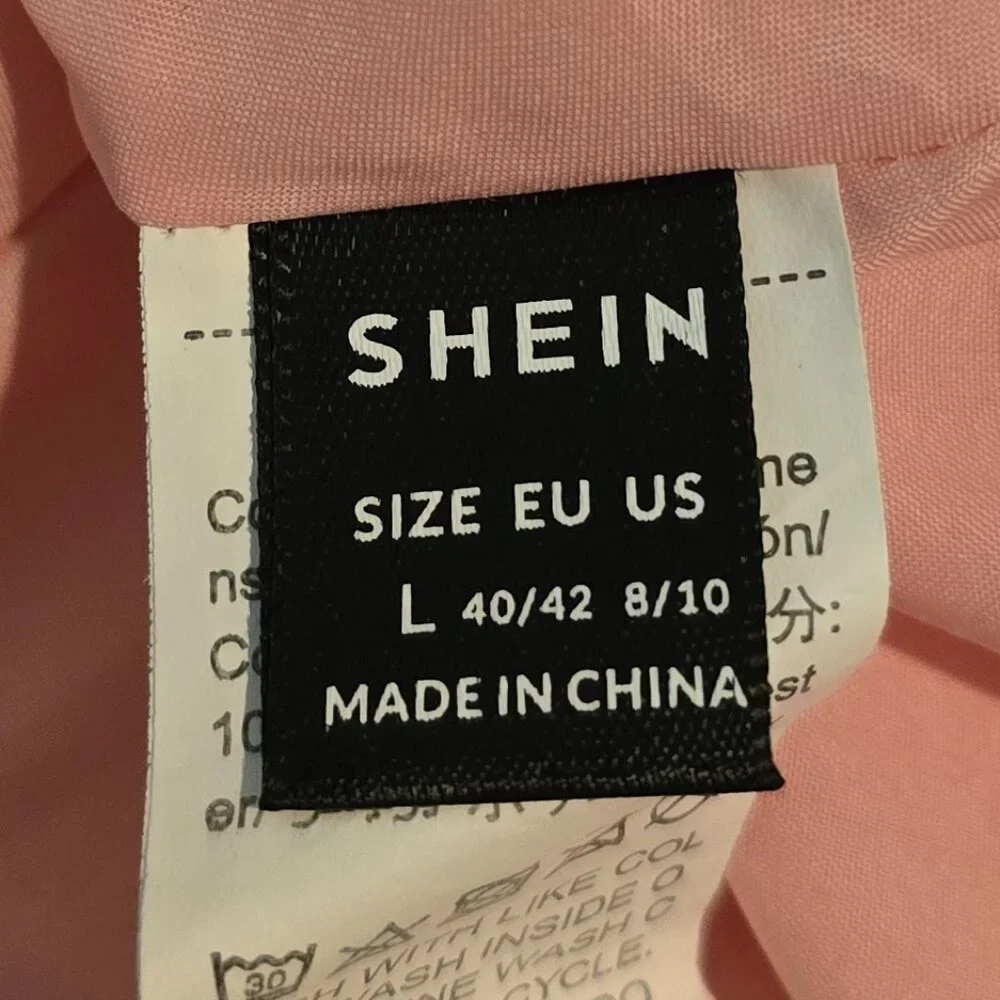 SHEIN | Dresses | Pink Rosette Strapless Mini Dress Large 3d Floral Fit ...